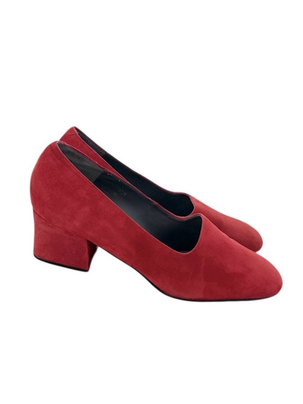 Marquise Suede Leather Block Heel Pumps Women’s 9.5 Brick Red 90s Vintage NEW